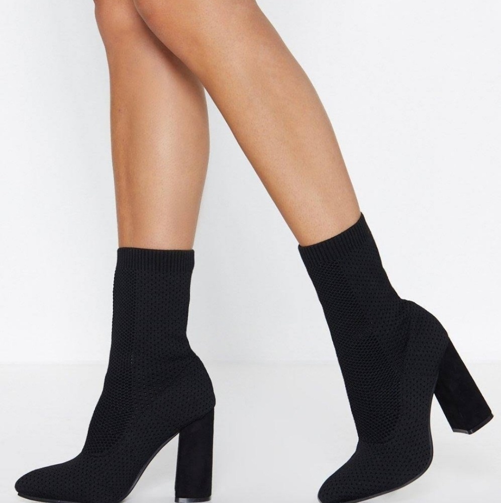 NWT Zara black sock boots